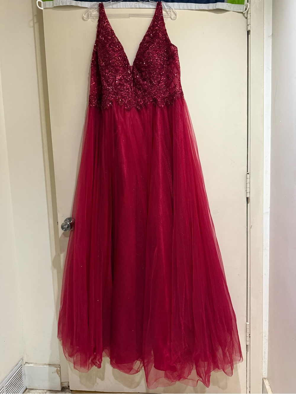 May Queen Red Satin Evening Dress